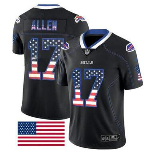 Men's Buffalo Bills ACTIVE PLAYER Custom Black USA Flag Fashion Limited Jersey Men's Buffalo Bills ACTIVE PLAYER Custom Black USA Flag Fashion Limited Jersey